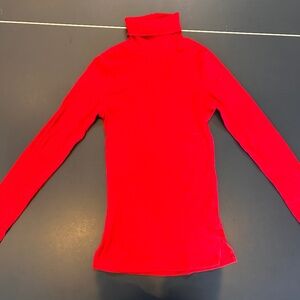 Red Fitted Stretchy Cotton Turtleneck